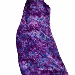 Avatar Tie Dye Maxi Dress Purple Blue Rayon Boho Hippie L